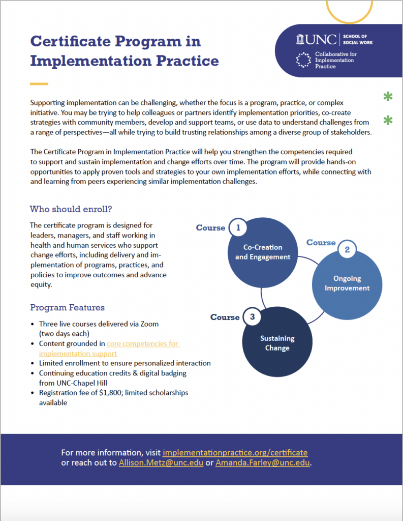 Certificate Program - Collaborative for Implementation Practice